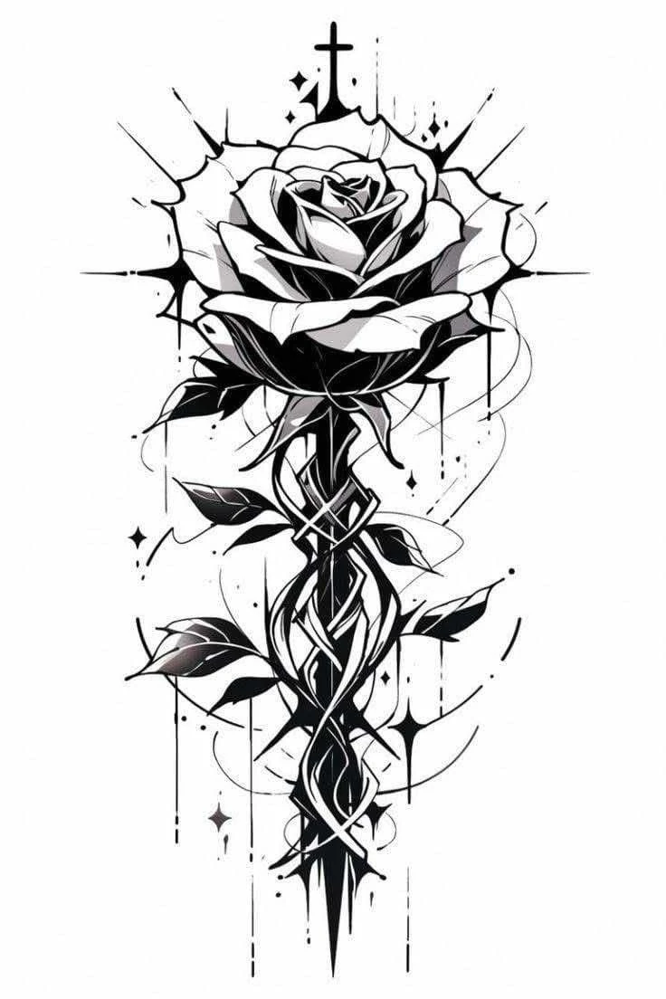 Intricate Rose Cross